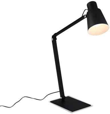 BRILONER – Nachttischlampe, Schreibtischlampe Schwenkbar, Tischlampe E27 für Home Office mit Kabelschalter, Leselampe, Schwarz