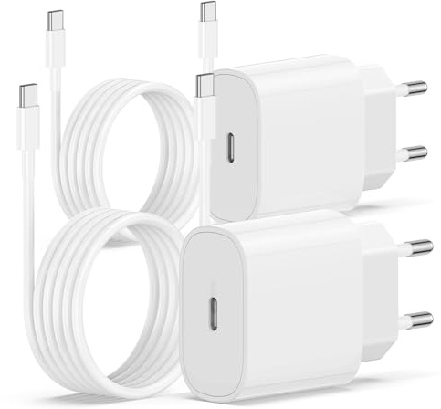 2Pack USB C Ladegerät Ladekabel für iPhone 17/17 Pro/16 Pro Max/15 Pro/15 Plus, iPad, MacBook, Samsung, 20W USB C Power Adapter Schnellladegerät mit Schnellladekabel 2M