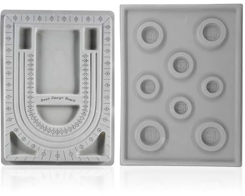 KRISFD Perlenbrett, Design Platte Für Perlen 2 Stück Bead Design Brett Bead Board Armband Design Board Perlenbrett Platte Perlen Design Board Graue Beflockung Zum Gestalten Von Ketten Und Armbändern
