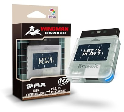 Brook Wingman PS2 Transparent White – Convertisseur rétro spécial pour manettes XB Series X|S, One, 360, Elite 1&2, PS5/PS4/PS3 et NS Pro sur Consoles PS2/PS1/PS Classic.