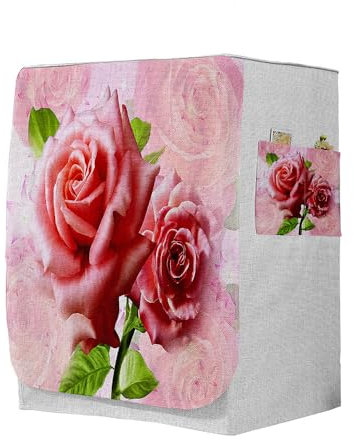 Odot Copri Lavatrice Esterni, Coprilavatrice da Esterno Antipolvere Anti Sunlight, Copertura per Lavatrice e Asciugatrice con Aperture Frontali (L-capacità 10,5~12 kg,Rosa Rosa Chiaro)