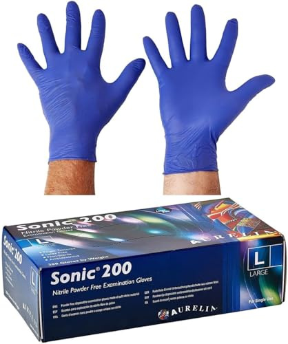 Nitrile Powder Free Examination Sonic Gloves, 200 Count, Medium Size, Blue