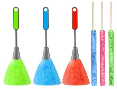 3 plumeaux, 3 chiffons de nettoyage, collecteur de poussière pour ordinateur, plumeau en microfibre de nettoyage de cuisine, plumeau pour le nettoyage
