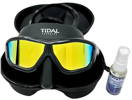 Tidal Freitauchmaske – Maske mit geringem Volumen für Freitauchen, Speerfischen und Schnorcheln. Antibeschlag-Maske für Freitauchen, getönte Linsen