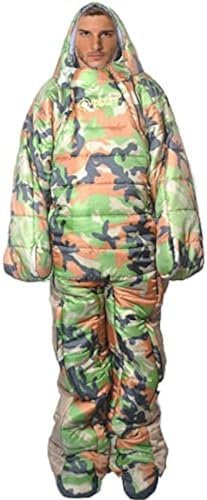 Tragbare Winterschlafsäcke für Erwachsene mit Armbeinen, Alien-förmige Ganzkörper-Onesies, Schlafsack, dicker Liner-Anzug, bequemer Beutel für Reisen, leichtes Camping, Camouflage2, L