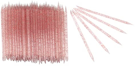 Empujador de Cutículas, 100 Piezas Empujador de Cutículas de Uñas Palitos de Naranja para Uñas Palitos Empujadores de Cutículas de Madera Palitos de Manicura y Pedicura de (rojo)
