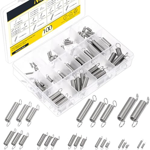 Mardatt Stainless Steel Extension Spring, 100 Stück 25 Größen Edelstahl Verlängerungsfedern Kit, Verlängerungsfeder mit Hakenenden, kleine Feder Druckfedern Mechanische Federn Zugfeder