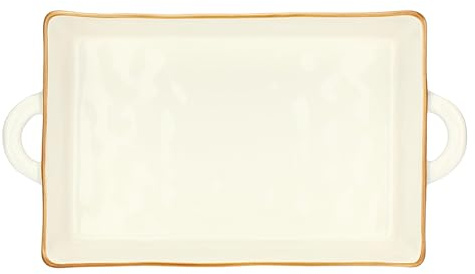 Thun Rose&Tulipani - Teglia Avorio in gres, 38x7,5cm, profondità 22 cm, collezione Concerto