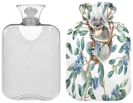 JUMBEAR Süße Koala-Wärmflaschen mit weichem Bezug, Schmerzlinderung, Wärmbeutel, 1 l, für Hände und Füße, warme Wassersäcke, bequem schlafen