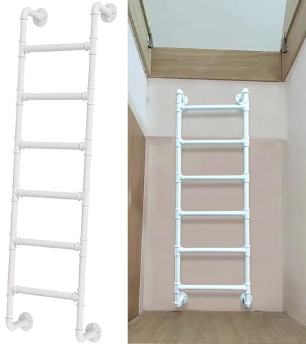 Scala a muro in metallo bianco per arrampicata a soppalco 114 cm scala a gradini per cantina finestra pozzo soffitta coperta RV letto a castello