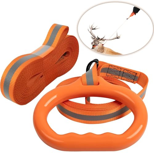 Clianle Harnais de Chasse au Chevreuil Corde de Chasse au Chevreuil réfléchissante avec poignée, Sangle de Chasse au Chevreuil Orange Accessoires de Chasse au Chevreuil (PackageA)