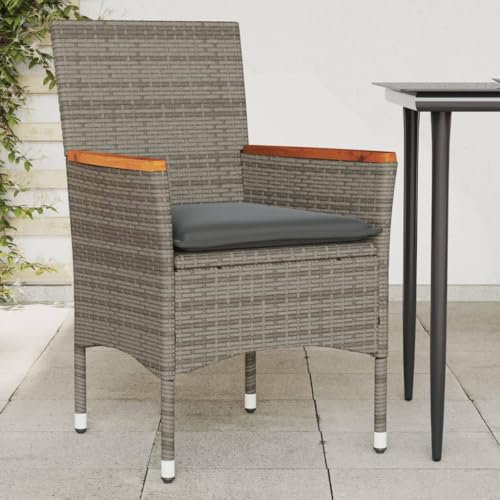 Brokky Gartenstühle mit Kissen GartenstüHle Gartensessel Outdoor Garten StüHle Terassenstuhl 2 STK. Grau Poly Rattan - 368120
