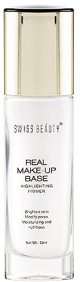 Real Makeup Base Highlighting Primer, crema stroboscopica idratante per la pelle, senza pori, con finitura naturale per il trucco del viso (rosa, 32 ml)