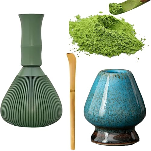 Fouets à Matcha,YouXiaor 3PCS Fouets à Matcha Traditionnelle Faite à la Main,Fouet en Bambou pour Matcha,Accessoires de Matcha,Porte-pinceaux à Thé en