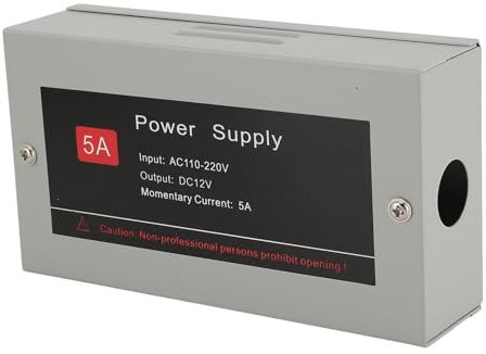 12V Doorbell Transformer Power Supply, Iron Construction Video Doorbell Power Adapter, with 12V 5A Parameter for Stable Energy Source, Convenient Installation