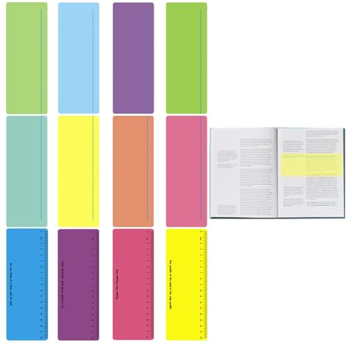 Lot de 12 bandes de lecture guidées colorées pour la dyslexie - Règles de lecture avec ligne pour la lecture débutant, la dyslexie TDAH - Réduit le stress visuel