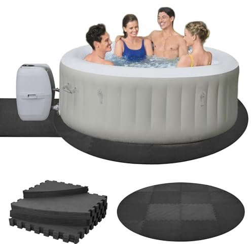 GOOFCXO 195,6 cm runde Whirlpool-Matte für aufblasbare Badewanne, 1,27 cm extra dickes Whirlpool-Pad, Foundation, rutschfeste EVA-Schaum-Polsterung für Outdoor-Whirlpools, Pool, Spa, Spiel