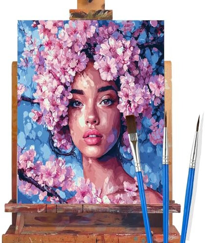 Malen Nach Zahlen Erwachsene Blume,Schönheit Malen Nach Zahlen DIY set Handgemalt Ölgemälde,Mit Pinseln und Acrylfarbe,Bastelset Erwachsene Frauen für Geschenke und Home Wand Dekoration (60x90cm) D33
