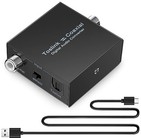 Steowsey Convertisseur Audio NuméRique Bidirectionnel Convertisseur NuméRique Coaxial vers Optique Toslink Optique SPDIF Toslink vers Coaxial