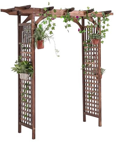 Arche de jardin en bois robuste pour plantes grimpantes, rosiers et allées – Treillis élégant pour pergolas, plates-bandes surélevées et cérémonies de mariage (140 cm)
