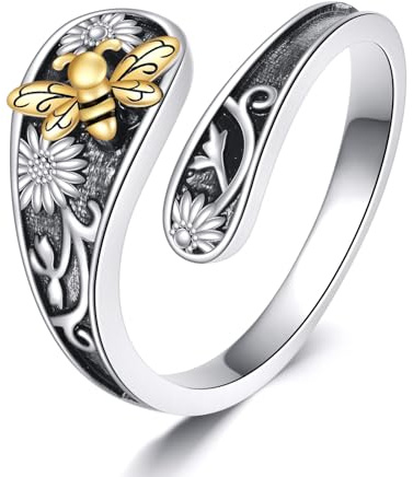 YFN Mother's Day Spoon Ring 925 Sterling Silver Vintage Animal Flower Ring Jewellery Gift for Men Women