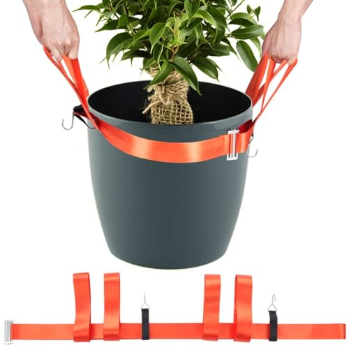 Correas móviles para macetas, cinturón de elevación ajustable para macetas de jardín con ganchos de borde, correas antideslizantes para macetas, rocas de paisajismo