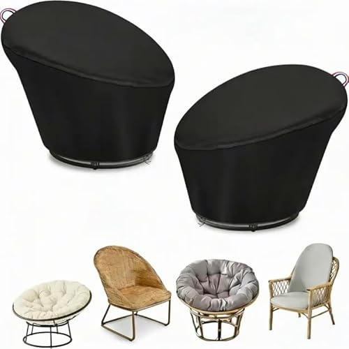 Iptienda Papasansessel Abdeckung,2 Stück Gartenstühle Abdeckung Wasserdicht, Rattansessel Abdeckplane UV-Beständiges,500D Lesesessel Abdeckplane für Loungesessel,Korbsessel,Gartenmöbel-119x89/46cm