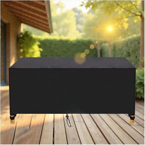 OUZUIU Gartenmöbel-Abdeckung Winterfest, 235x185x75cm/LxWxH 420D Oxford wasserdicht & Anti-UV, Winddicht, sonnenbeständig und lichtbeständig für Gartentisch/Sitzgruppe Rechteckig Color:Schwarz