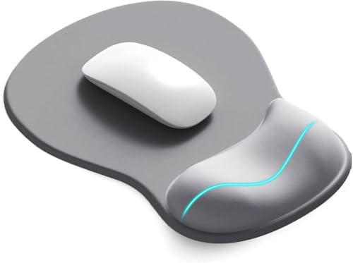 XFSRG Tapis de Souris Ergonomique avec Repose Poignet en Gel Confort Ultime pour Bureau et Gaming Tapis de Souris Gamer pour Ordinateur et Laptop (Gris)
