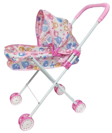 MERIGLARE Puppenwagen Puppenbuggy Spielzeugkinderwagen Kinder Spielwagen Klappbar Aus Robustem Eisen Und Stoff für Kreative Rollenspiele Zuhause Und Draußen, Rot