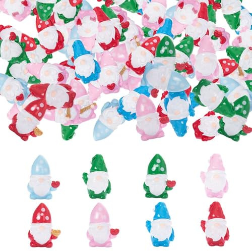 40 Pcs Christmas Mini Resin Gnomes Christmas Miniature Gnomes Figurines Xmas Tiny Resin Statues Table Centerpieces for Vase Fillers Patio Garden Ornament,8 Assorted Color(Multicolor)