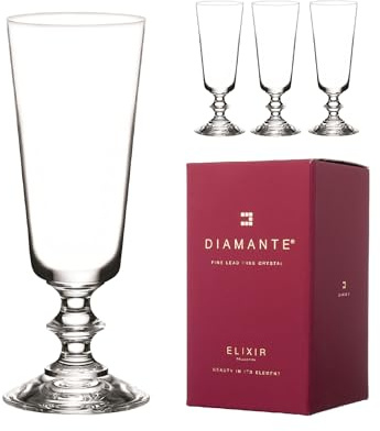 DIAMANTE Crystal Champagne Flute Glasses Vintage StyleCrystal Set of 4 | Premium gift packaging dishwasher safe