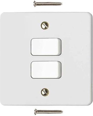 2 Gang 2 Way Light Switch - White Electric Curved Edge Light Switches with Screws - 250 V A.C, 10AX Double Wall Switch for Home, Office, Industries, Shedes, garages etc
