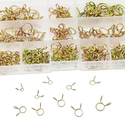 CEEYSEE 175 Stücke Schlauchschellen Set 5 bis 14mm 10 Größen Schlauchklemmen Federklemmen für Benzinschlauch Kraftstoffleitung Wasserrohr Luftschlauch und Verschluss (5-14mm/RQGJ)