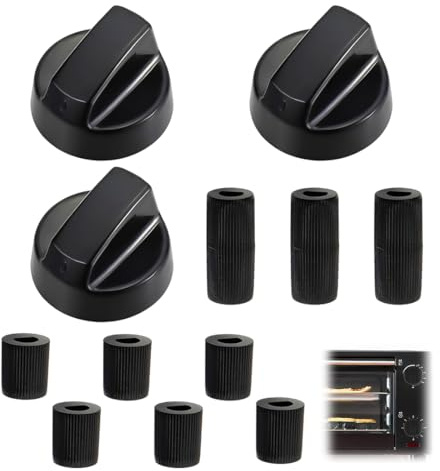 GNALIA Bouton Gazinière Universel 3 Pièces + 9 Adaptateurs En Plastique, Diamètre Intérieur 6Mm Et 8Mm Pour Fours Et Plaques De Cuisson