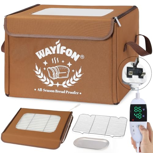 Folding Bread Proofing Box 20.0-55.0 °C Temp Control & 99H Timer, Dough Proofer Box for Sourdough, Bread Baking, Pizza, Yogurt, Kombucha 6-Layer Fabric, Brown