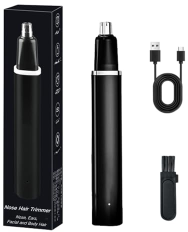 Taglia Peli Naso e Orecchie, Rasoio Orecchie Nose per Uomini e Donne, Pulizia Professionale, 2-in-1 Tagliapeli per Naso Ricaricabile USB, IPX7, Ideale per Viaggi & Casa (Nero)