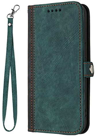 BEENTRYS Cuero Funda para Moto E40 / E30 / E20 Funda,Tipo Billetera Cartera Cubierta Ranura para Tarjeta Soporte Bolsillo Cremallera Magnético PU Antigolpes Carcasa-Verde