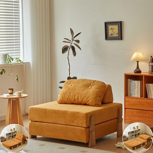 Bäddsoffa, liten, gästsäng, soffa med sovfunktion, sovfåtölj med sängfunktion, bäddsoffa, minisoffa för ungdomsrum, dagsäng, schäslong, manchester, soffa, recamiere-bäddsoffa, hopfällbar soffa (orange