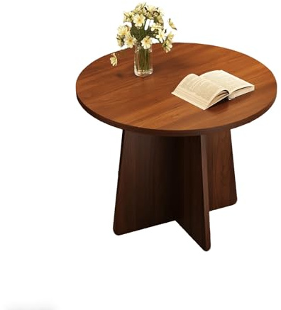 Table basse ronde en bois pour salon – Tables d'appoint gigognes pour petits espaces – Table centrale multifonction facile à assembler finition noyer foncé (40 x 40 cm)