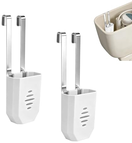 2er Set Spülkasten Tablettenhalter Verstellbar Haken für WC Reiniger Tabs | ABS & rostfreier Metall, rutschfester verstärkter Haken, verhindert Ablagerungen, passend für alte & Standard Spülkästen
