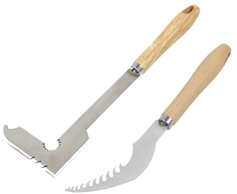 Kiuiom 2PC Erbacce Manuale,Coltello Erbacce in Acciaio Inossidabile,Strumento di Diserbo per Giardinaggio,Raschietto per Erbacce A Manico Lungo,per Diserbo,Trapianto,Radicamento,30CM,23CM