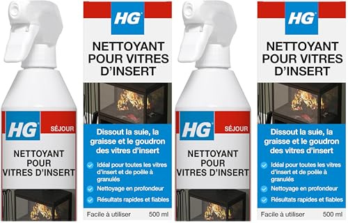 HG Nettoyant pour Vitres de Poêle à Bois en Spray – Nettoyant efficace pour cheminées, fours et foyers, élimine la suie, le goudron et la graisse – 500 ml (Lot de 2)