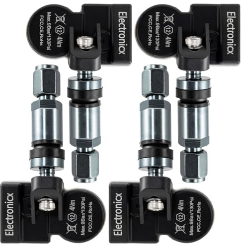 Electronicx 4X RDKS Sensor für Renault Koleos 2008-2015 vorprogrammiert 433MHz TPMS Reifendrucksensor Metallventil 4er Set Ersatz Alufelgen Stahlfelgen