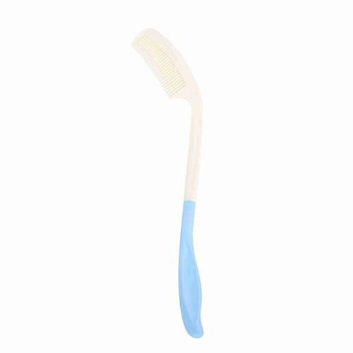 CCYLEZ Pettine Ergonomico con Manico Lungo e Spazzola per Capelli Design Antiscivolo per un Facile Styling dei Capelli Aiuto per L'artrite Blu Bianco (pettine a manico lungo)