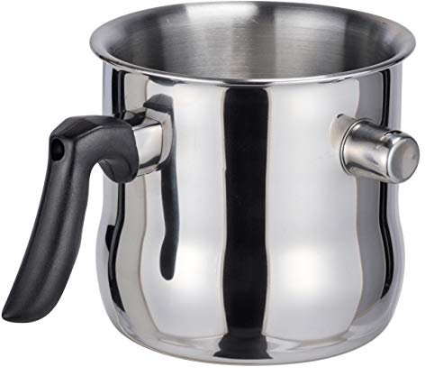 Spetebo Pentola per bagnomaria e cottura in acciaio inox, 1,2 litri, pentola per latte a doppia parete, in acciaio inox per riscaldare il latte con funzione bollitore a fischio