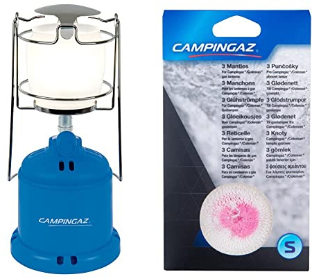 Campingaz 2000010189 Gaslampe Camping 206, blau, Gr. L & Glühstrumpf Größe, Weiß, 9 x 11 x 1 cm