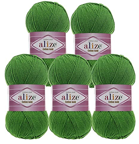5 x 100g Strickgarn Alize Cotton Gold Uni Klassikgarn Häkelgarn Strick-Wolle Farbwahl