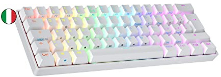 Ranked N60 Nova 60% | Hot Swappable Mechanical Gaming Keyboard | 62 Keys Multi Color RGB LED Backlit for PC/Mac Gamer | ISO IT Italian Layout (White, Gateron Red)