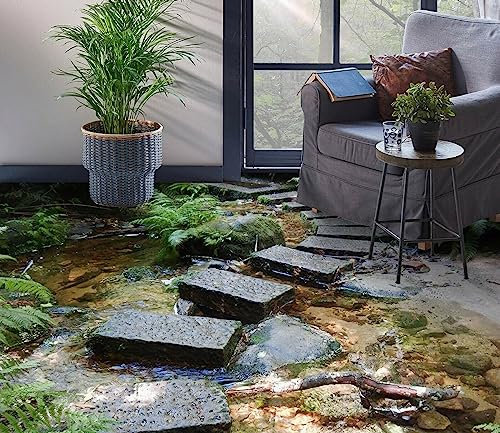 Selbstklebende Bodentapete 3D-Bodentapeten mit Steinen und Straßen, 430 x 300 cm Selbstklebend, Abnehmbar, Für Küche, Bad, Wasserdicht, Bodenteppich, Mattendruck, Epoxidharz